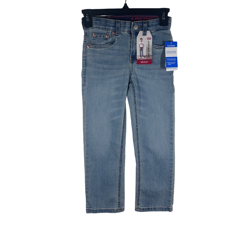 Levis 514 Straight Boys Jeans Size 7 Regular Light Wash Performance Stretch NEW